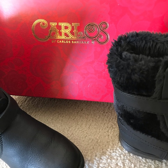 Black boots, faux fur lining. Carlos Santana size7 - Picture 2 of 7